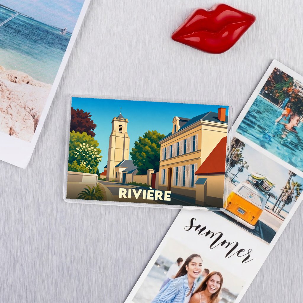 Magnat souvenir de la ville de Rivière avec une illustration stylisée.