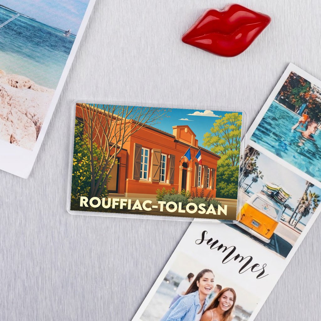 Magnat souvenir de la ville de Rouffiac-Tolosan avec une illustration stylisée.