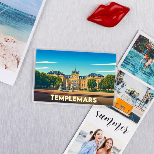 Magnet souvenir de la ville de Templemars avec une illustration stylisée.