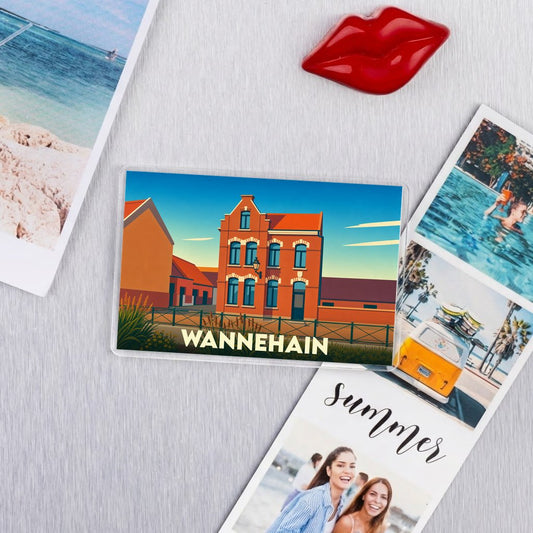 Magnet souvenir de la ville de Wannehain avec une illustration stylisée.