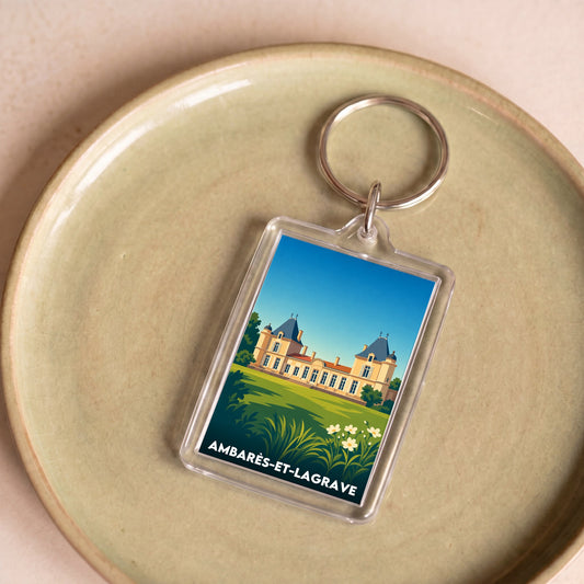 Porte-clés souvenir de la ville d'Ambarès-et-Lagrave avec une illustration stylisée.