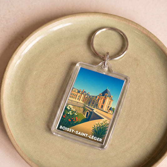 Porte-clés souvenir de la ville de Boissy-Saint-Léger avec une illustration stylisée.