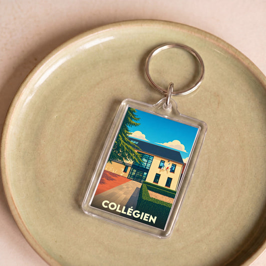 Porte-clés souvenir de la ville de Collégien avec une illustration stylisée.