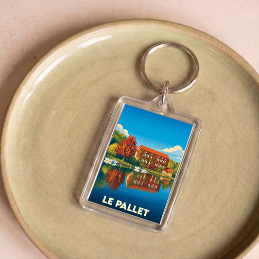 Porte-clés souvenir de la ville de Le Pallet avec une illustration stylisée.