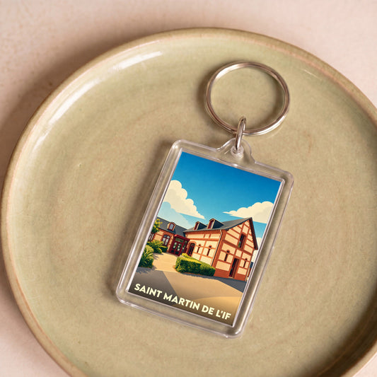 Porte-clés souvenir de la commune de Saint Martin de l'If avec une illustration stylisée.