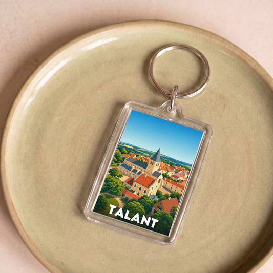 Porte-clés souvenir de la ville de Talant avec une illustration stylisée.