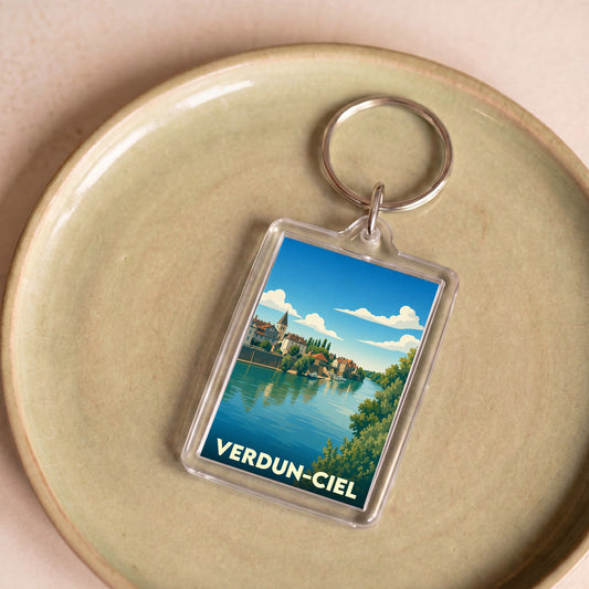 Porte-clés souvenir de la ville de Verdun-Ciel avec une illustration stylisée.