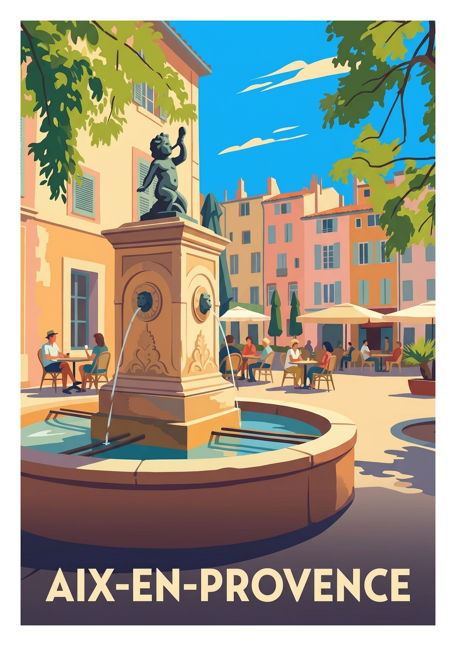 Poster souvenir de Aix-en-Provence – image brute sans cadre