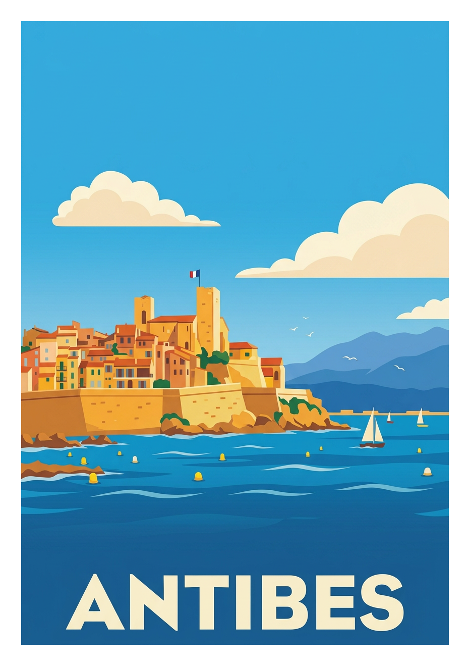 Poster souvenir de Antibes – image brute sans cadre