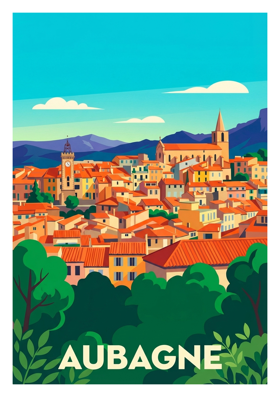 Poster souvenir de Aubagne – image brute sans cadre