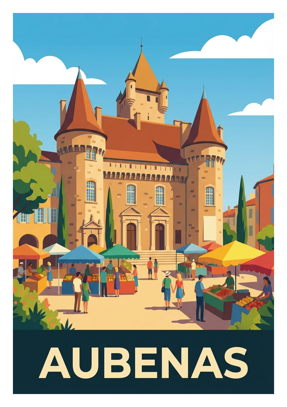 Poster souvenir de Aubenas – image brute sans cadre