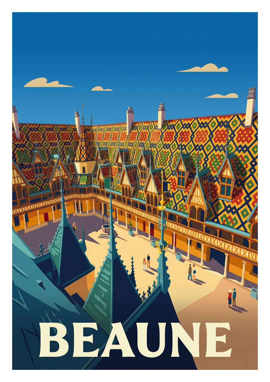 Poster souvenir de Beaune – image brute sans cadre