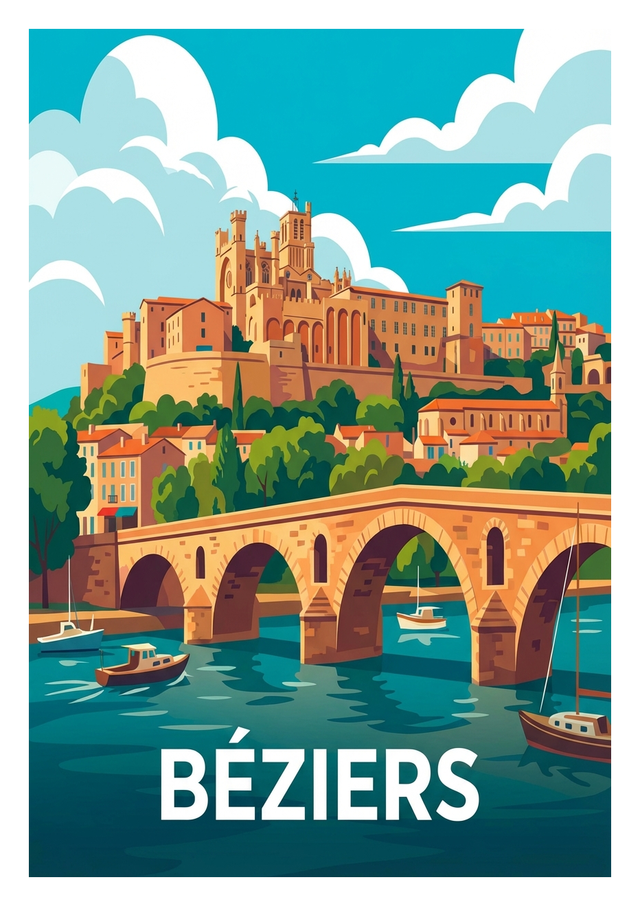 Poster souvenir de Beziers – image brute sans cadre