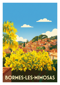 Poster souvenir de Bormes-les-Mimosas – image brute sans cadre