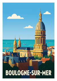 Poster souvenir de Boulogne-sur-Mer – image brute sans cadre