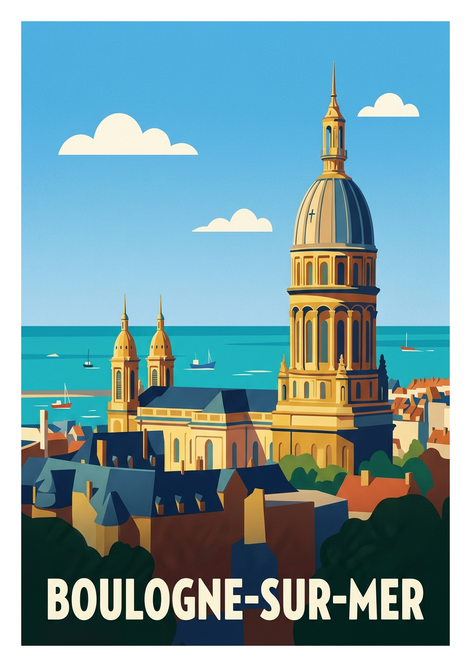 Poster souvenir de Boulogne-sur-Mer – image brute sans cadre