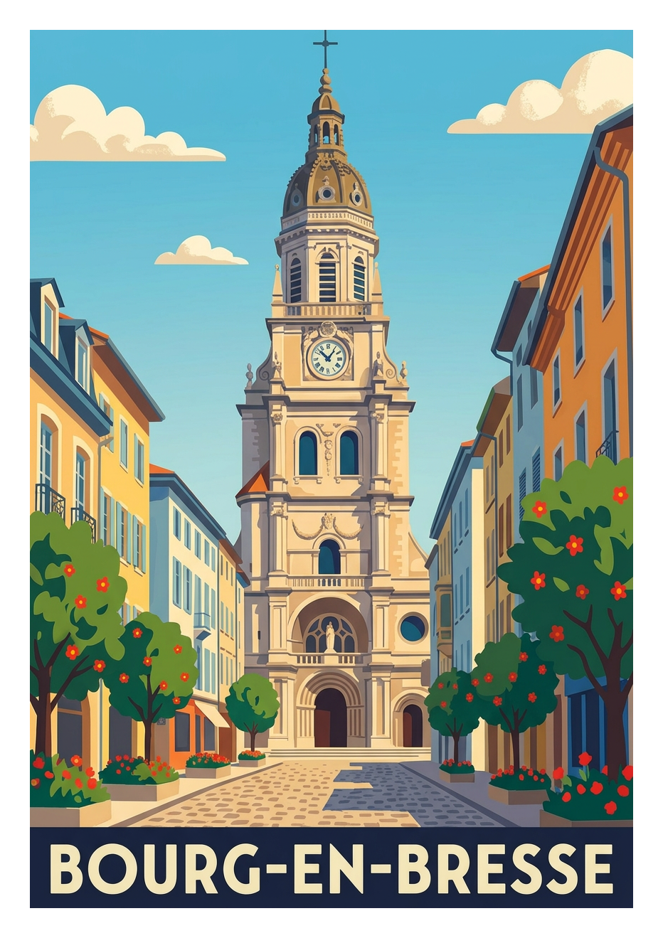 Poster souvenir de Bourg-en-Bresse – image brute sans cadre