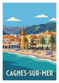 Poster souvenir de Cagnes-sur-Mer – image brute sans cadre