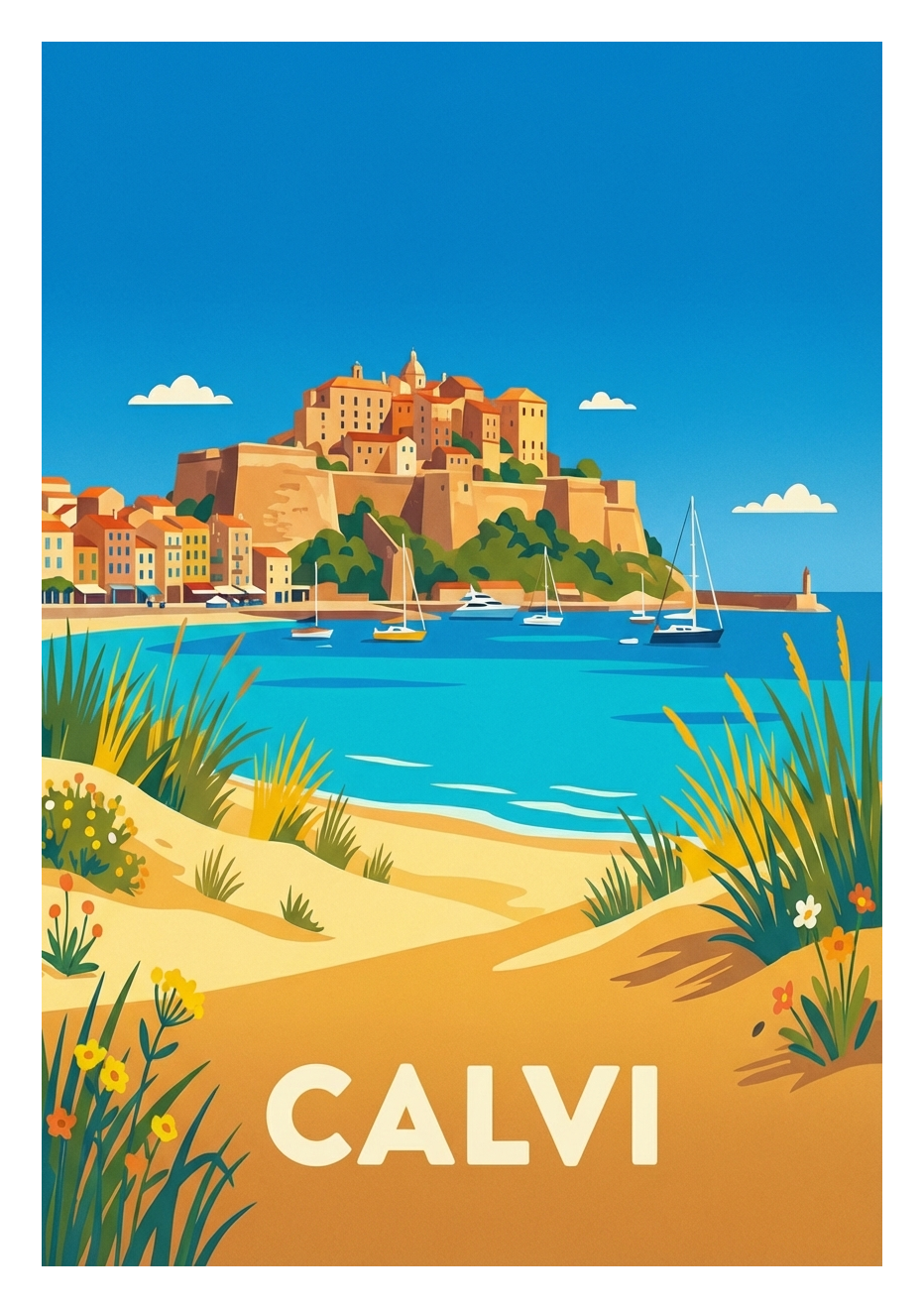 Poster souvenir de Calvi – image brute sans cadre