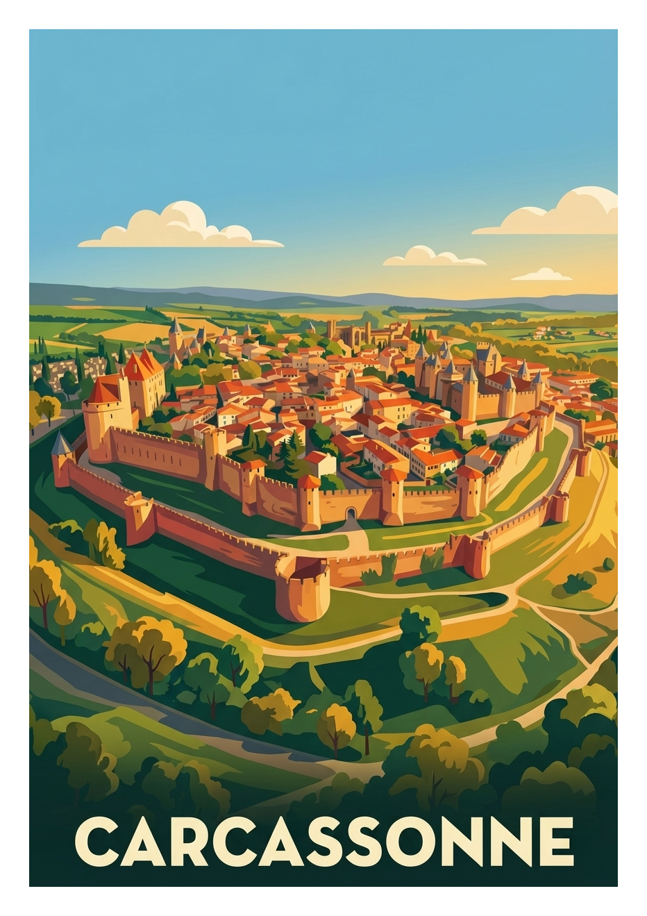 Poster souvenir de Carcassonne – image brute sans cadre