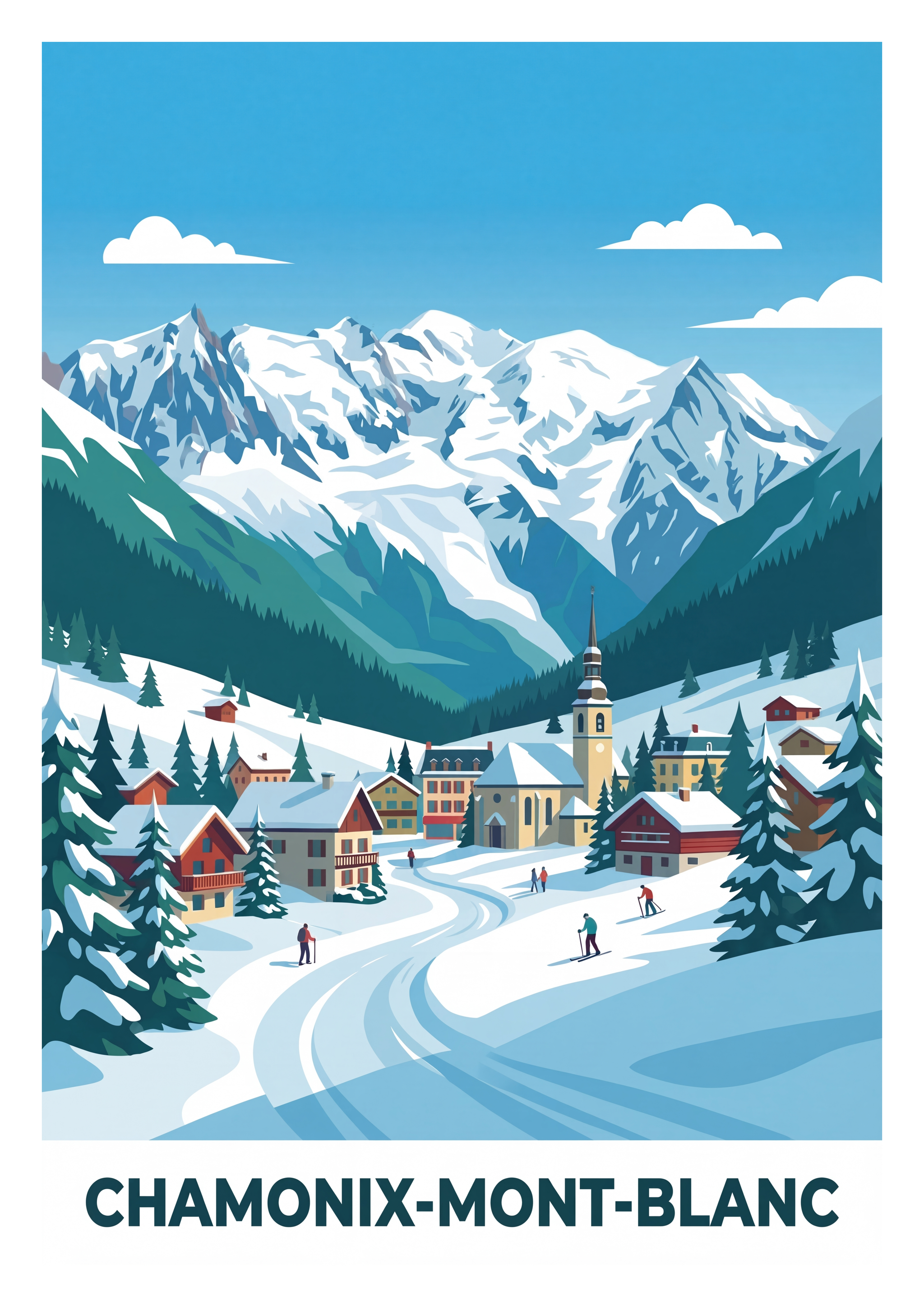 Poster souvenir de Chamonix-Mont-Blanc – image brute sans cadre