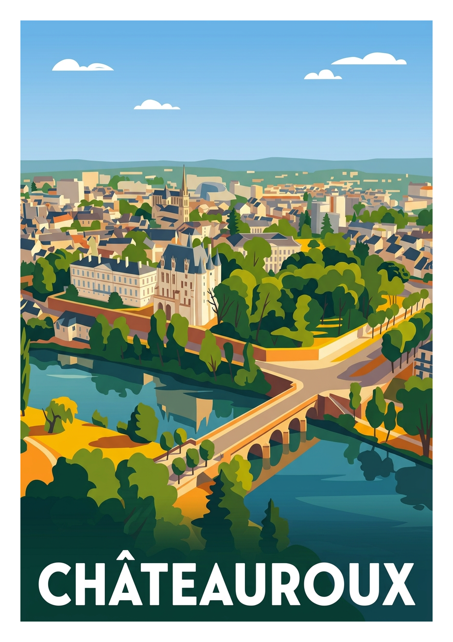 Poster souvenir de Châteauroux – image brute sans cadre