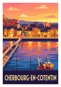 Poster souvenir de Cherbourg-en-Cotentin – image brute sans cadre
