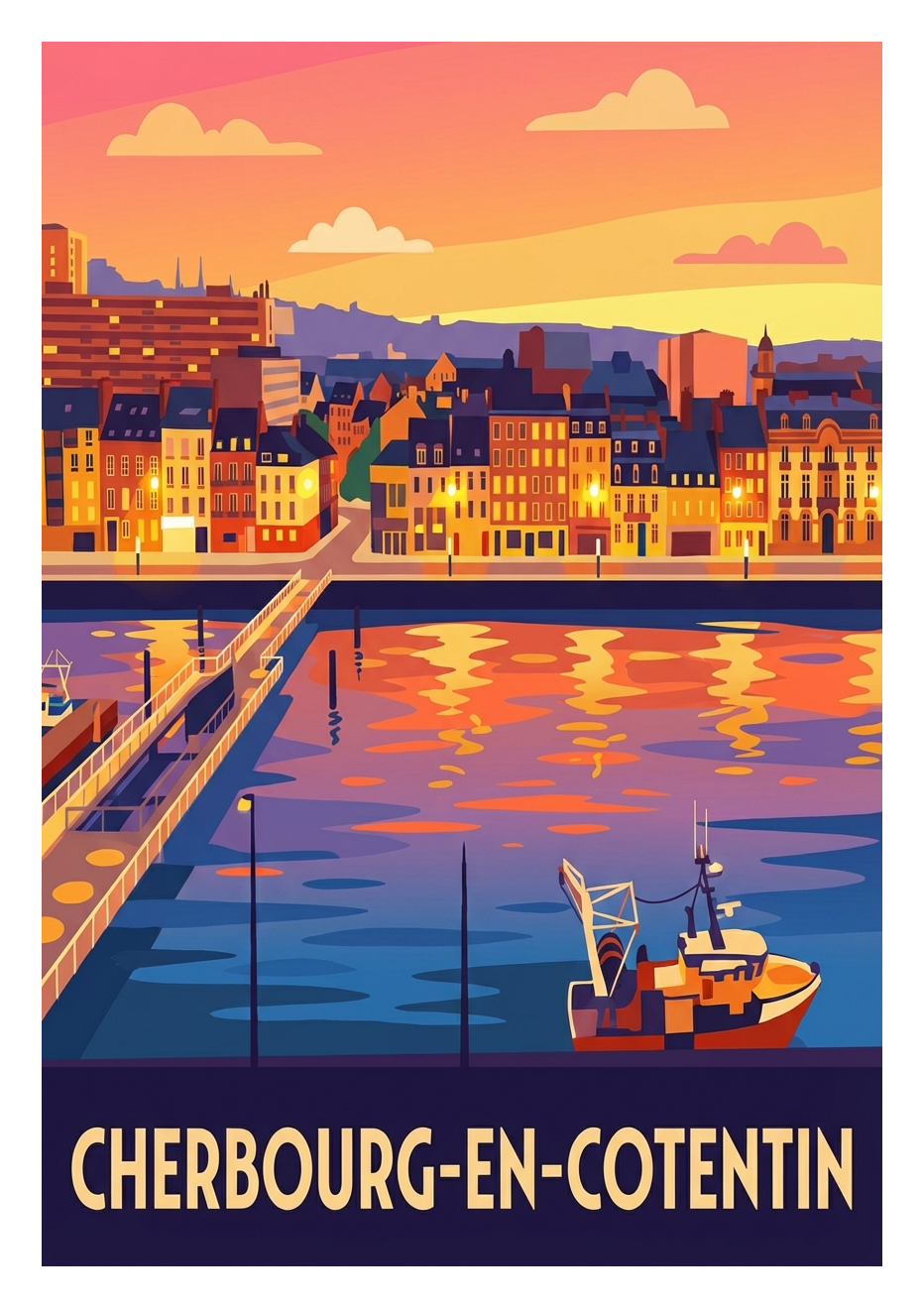 Poster souvenir de Cherbourg-en-Cotentin – image brute sans cadre
