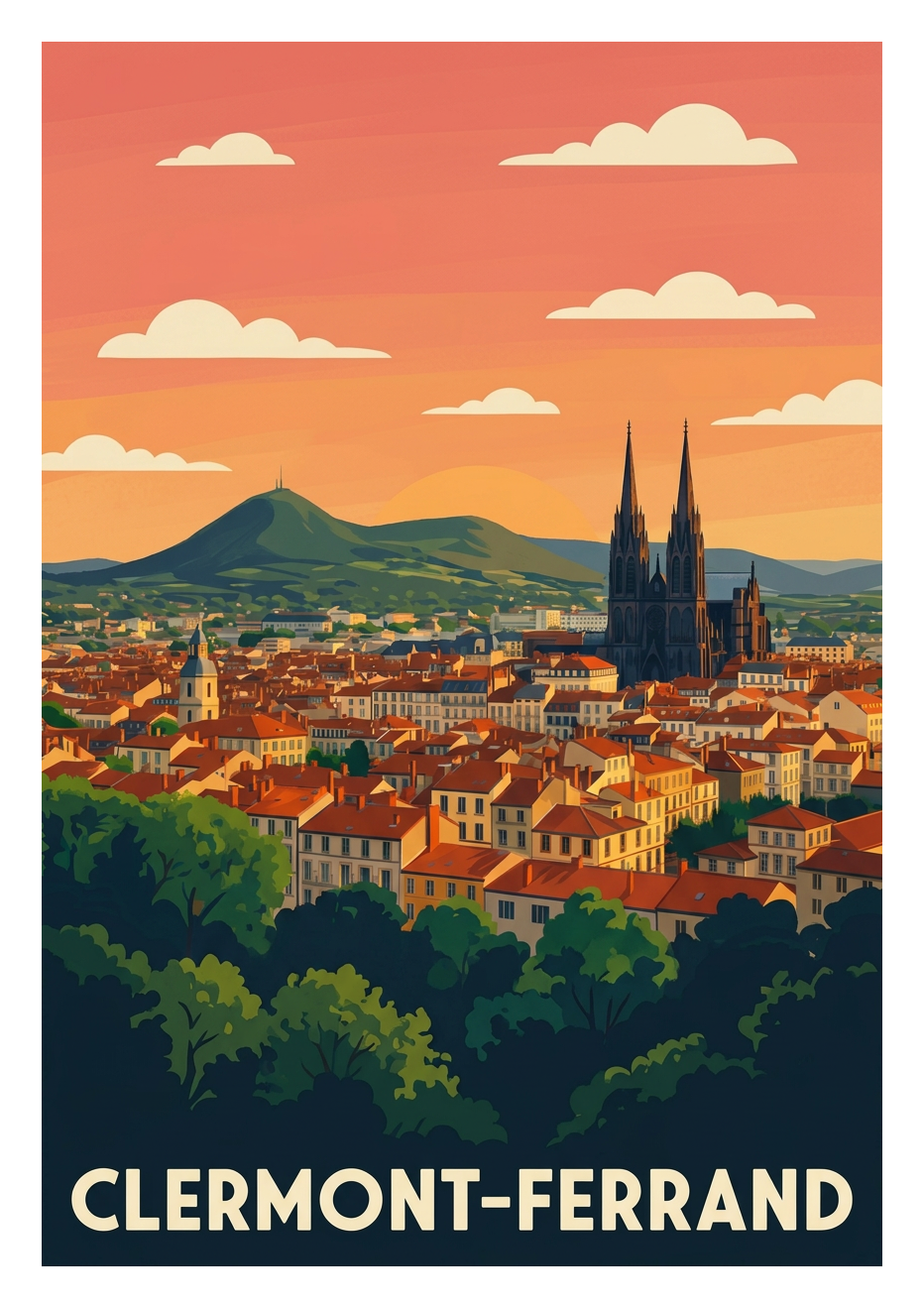 Poster souvenir de Clermont-Ferrand – image brute sans cadre