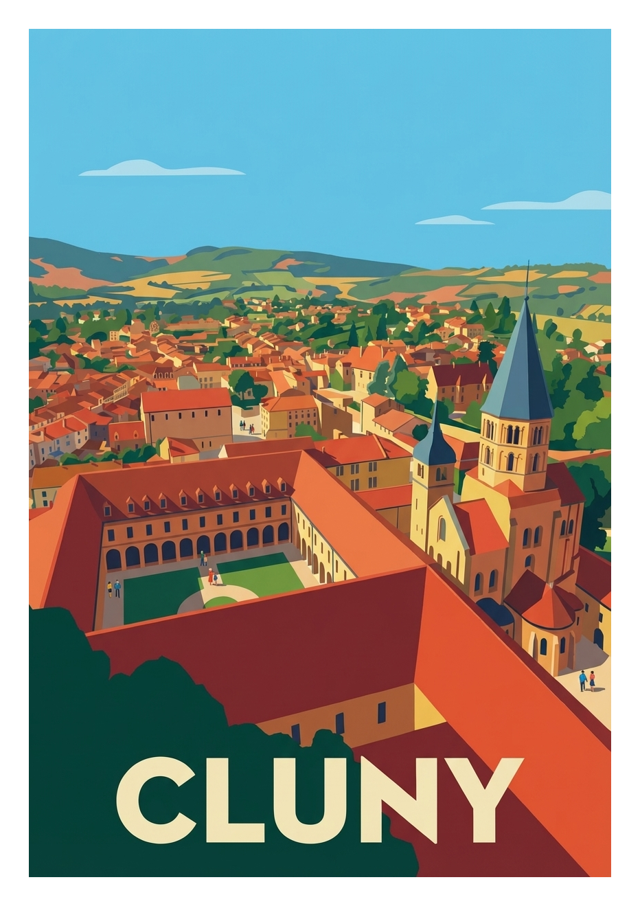 Poster souvenir de Cluny – image brute sans cadre