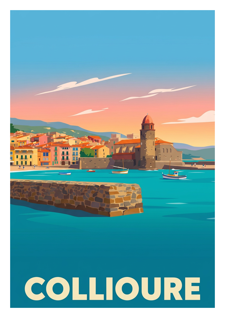 Poster souvenir de Collioure – image brute sans cadre