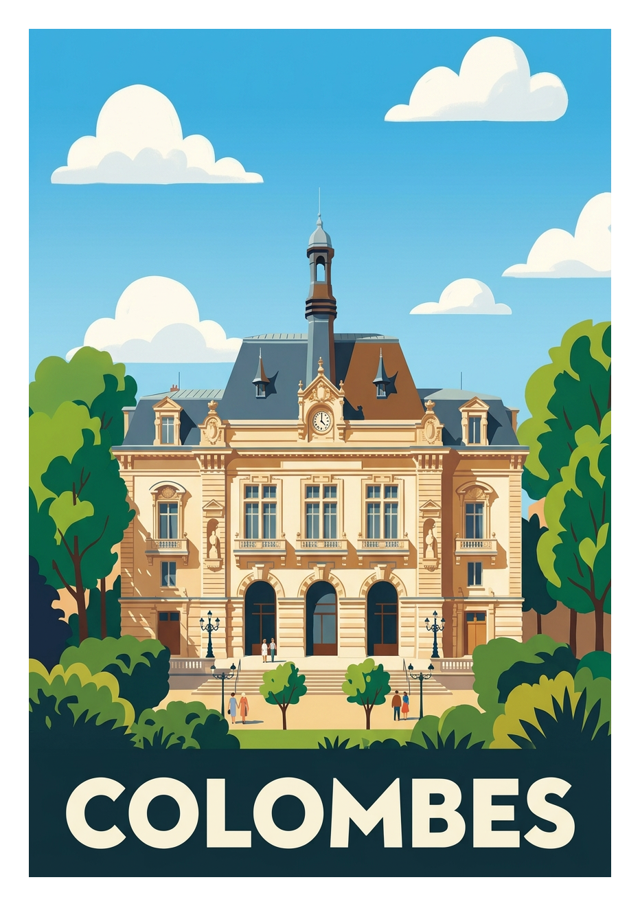 Poster souvenir de Colombes – image brute sans cadre