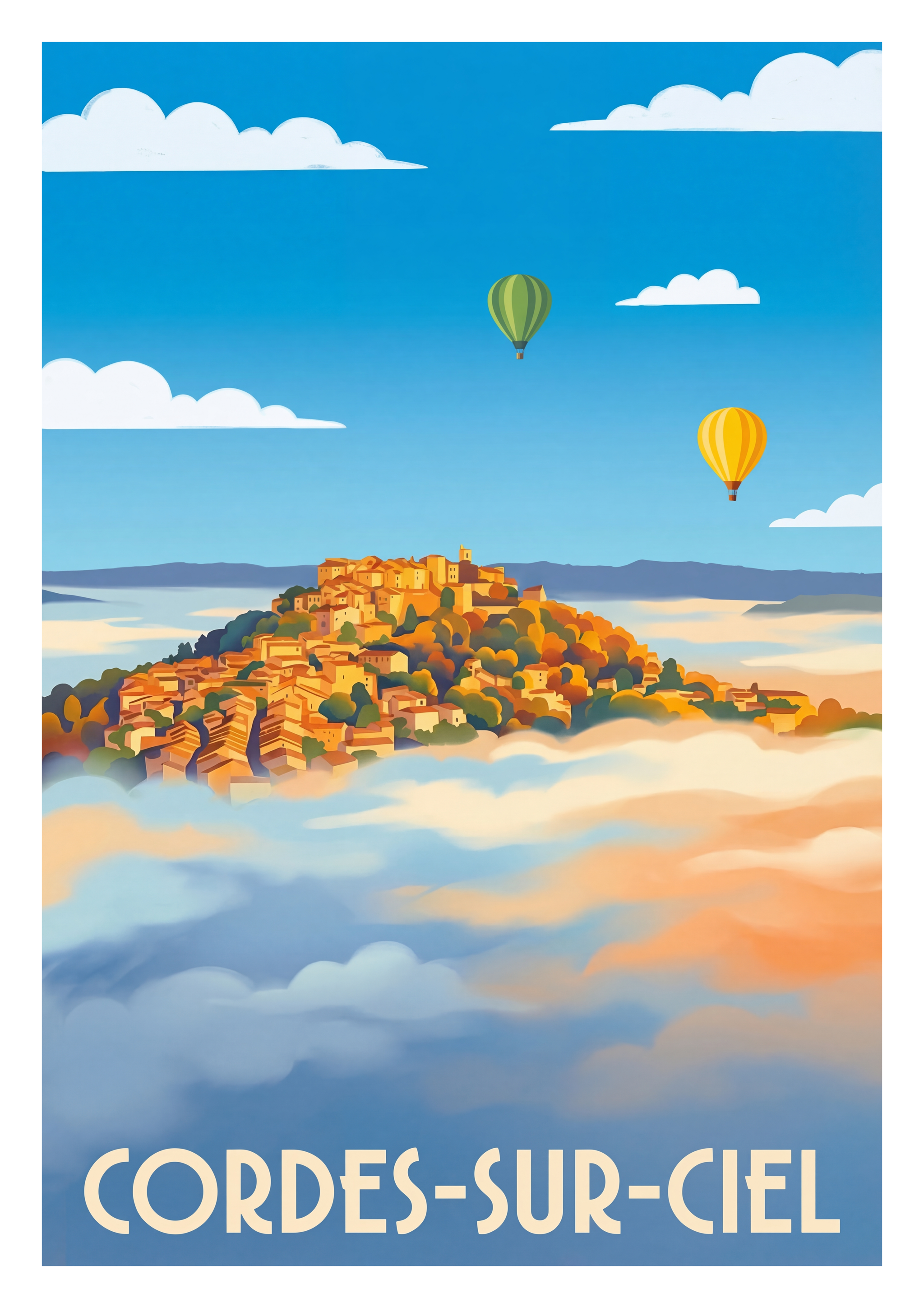 Poster souvenir de Cordes-sur-Ciel – image brute sans cadre