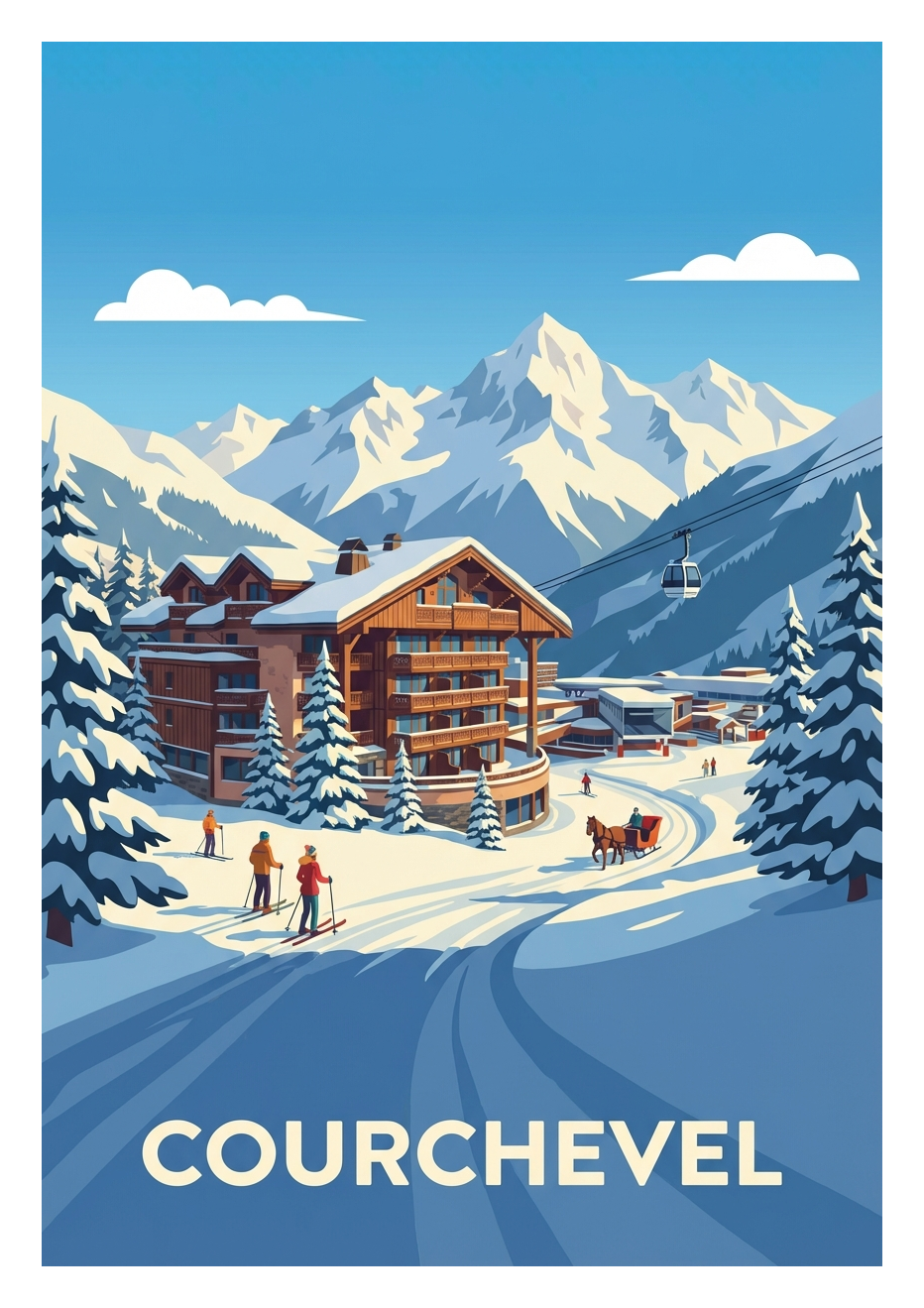 Poster souvenir de Courchevel – image brute sans cadre