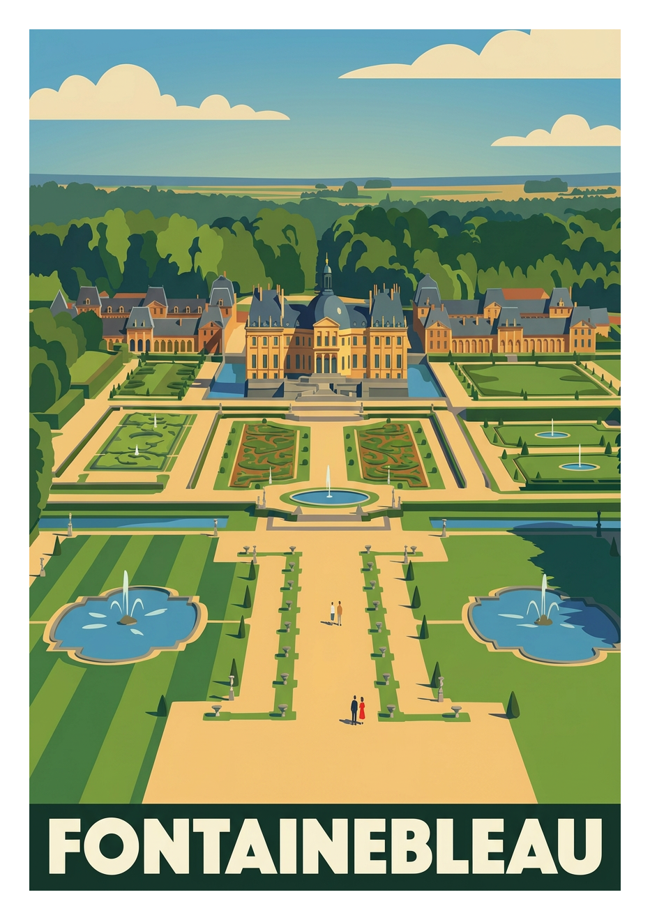 Poster souvenir de Fontainebleau – image brute sans cadre