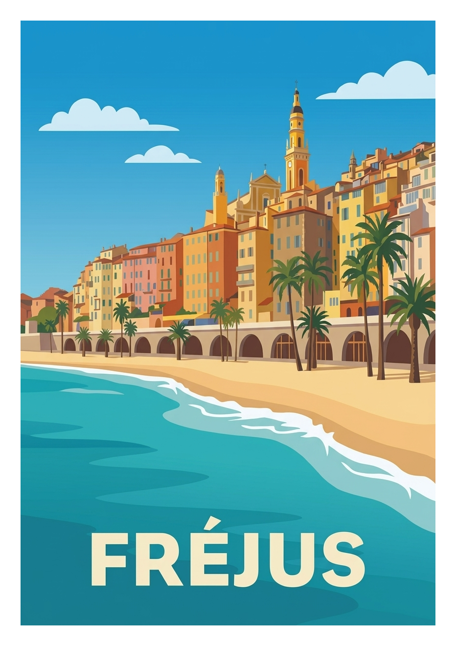 Poster souvenir de Fréjus – image brute sans cadre