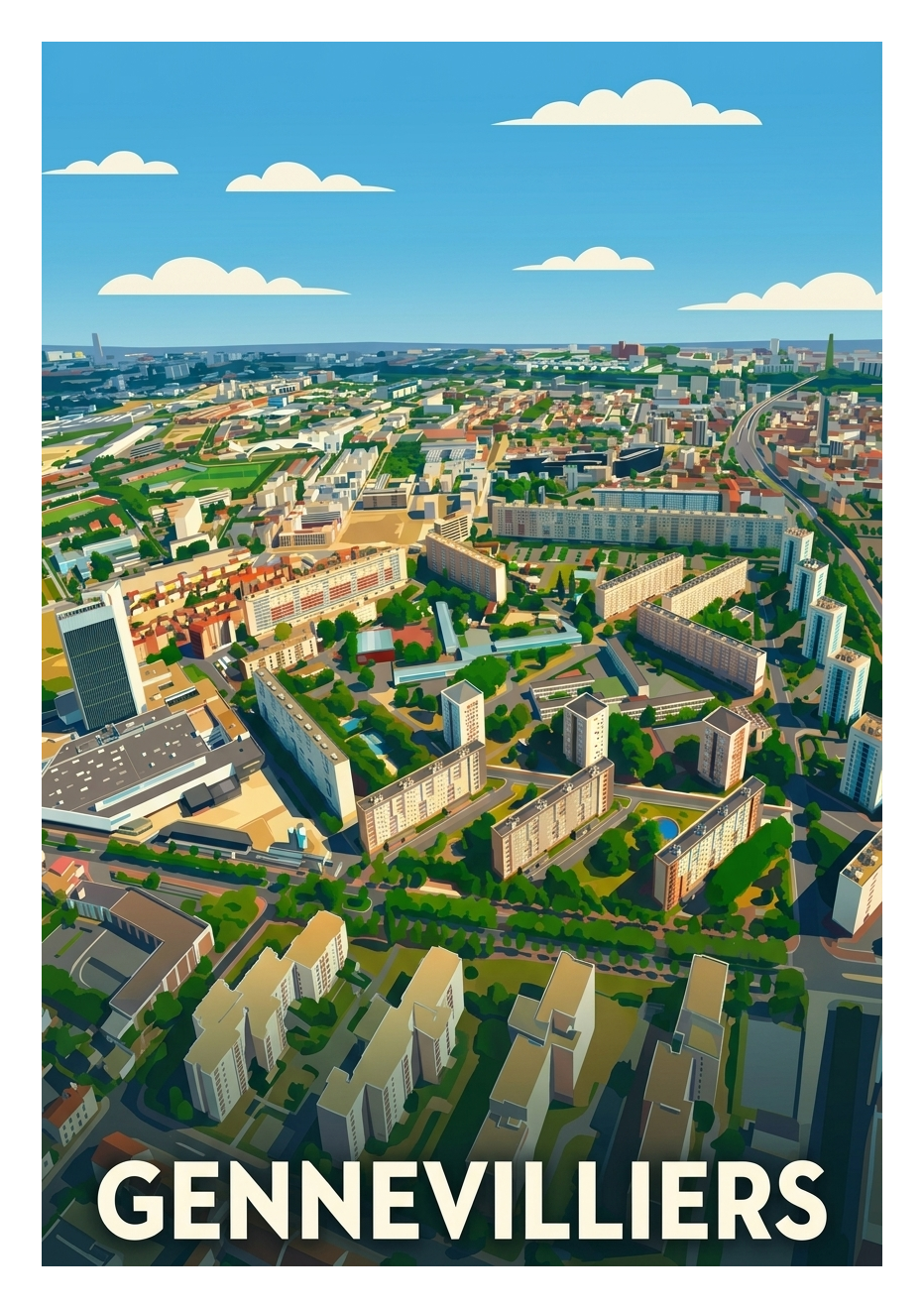 Poster souvenir de Gennevilliers – image brute sans cadre