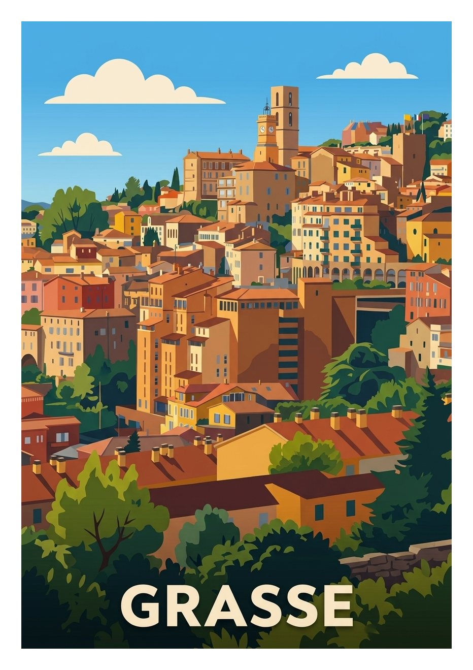 Poster souvenir de Grasse – image brute sans cadre