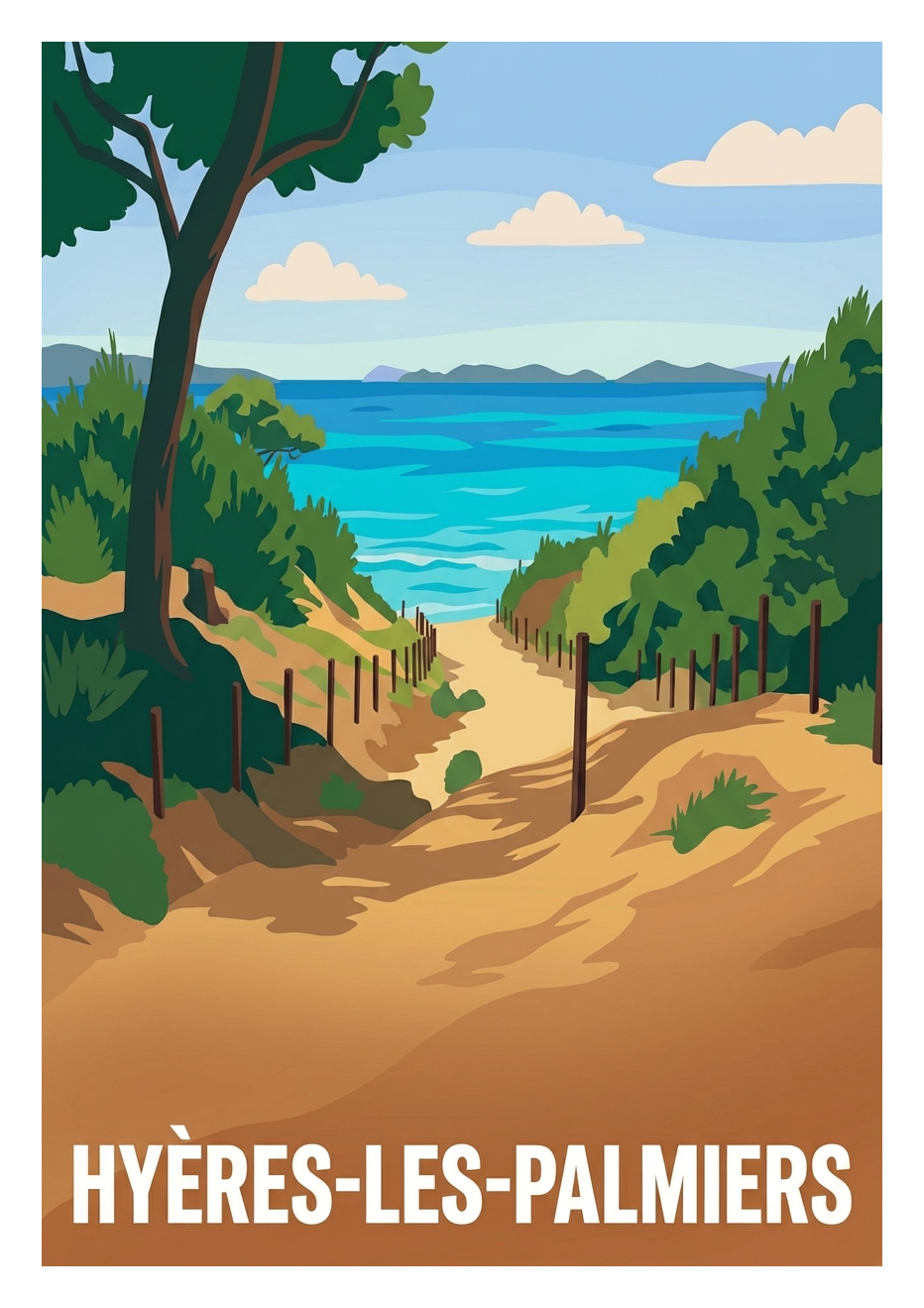 Poster souvenir de Hyères-les-Palmiers – image brute sans cadre