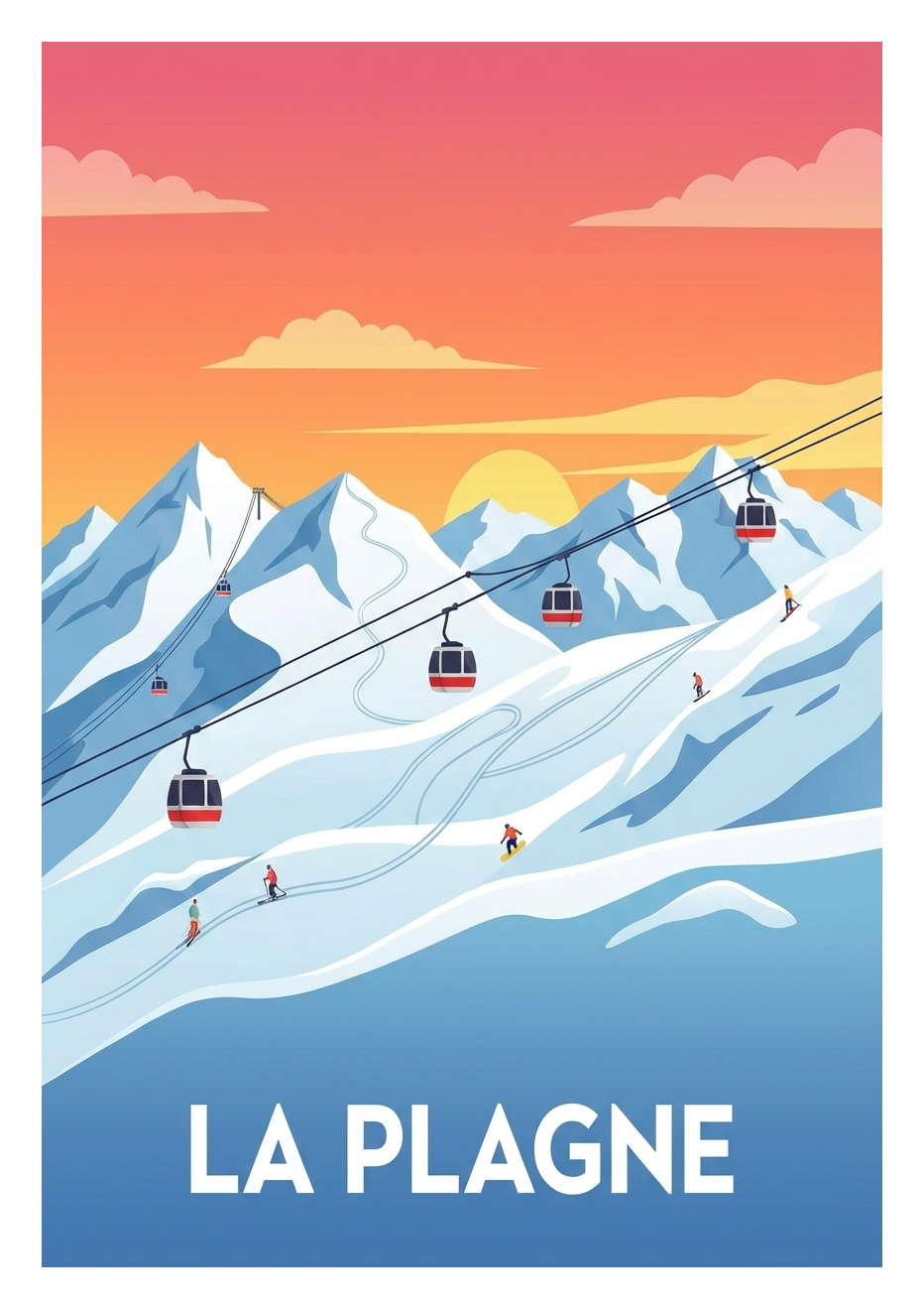 Poster souvenir de La Plagne – image brute sans cadre