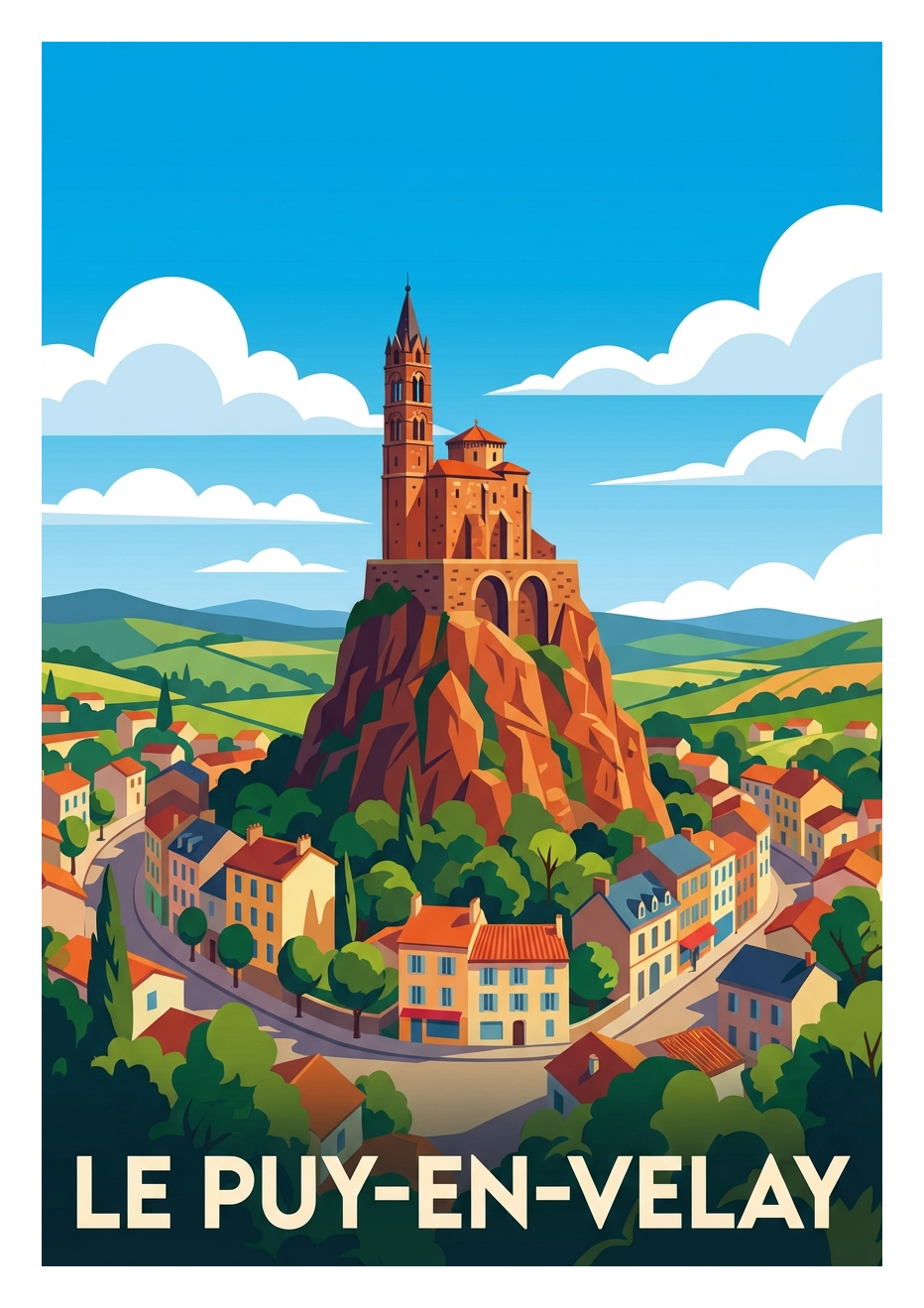 Poster souvenir de Le Puy-en-Velay – image brute sans cadre