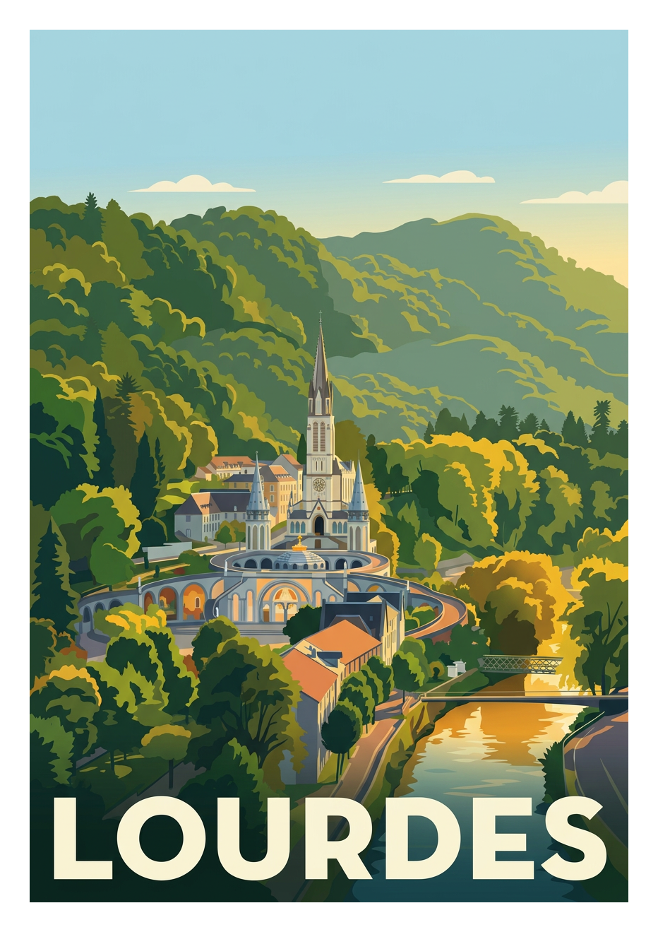 Poster souvenir de Lourdes – image brute sans cadre