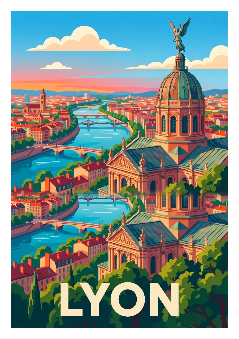 Poster souvenir de Lyon – image brute sans cadre