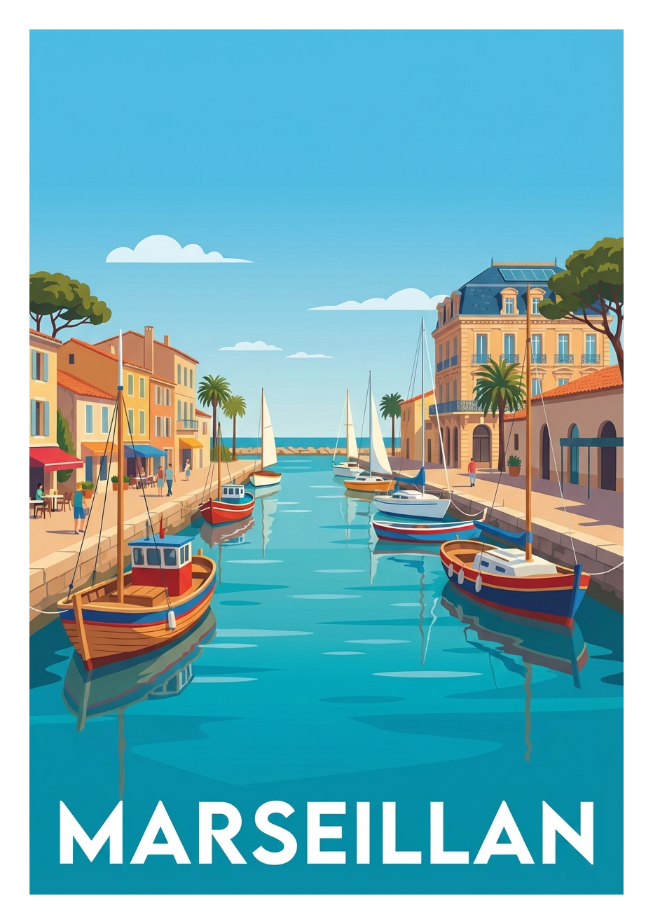 Poster souvenir de Marseillan – image brute sans cadre