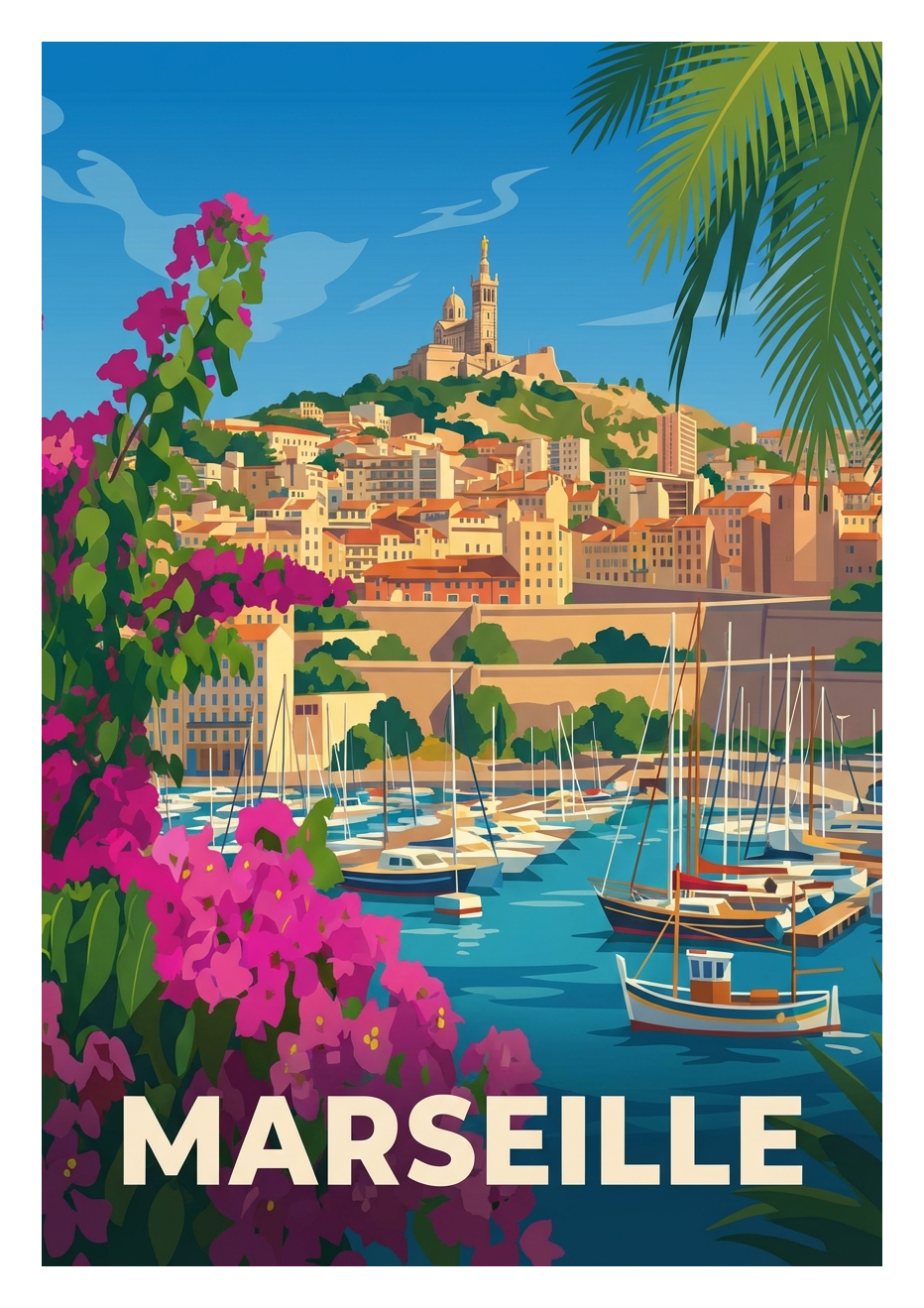 Poster souvenir de Marseille – image brute sans cadre