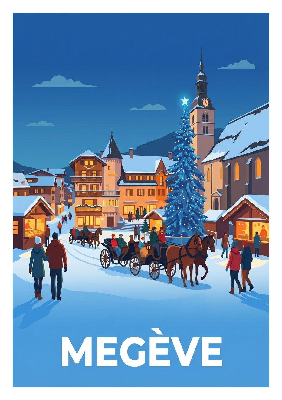 Poster souvenir de Megève – image brute sans cadre