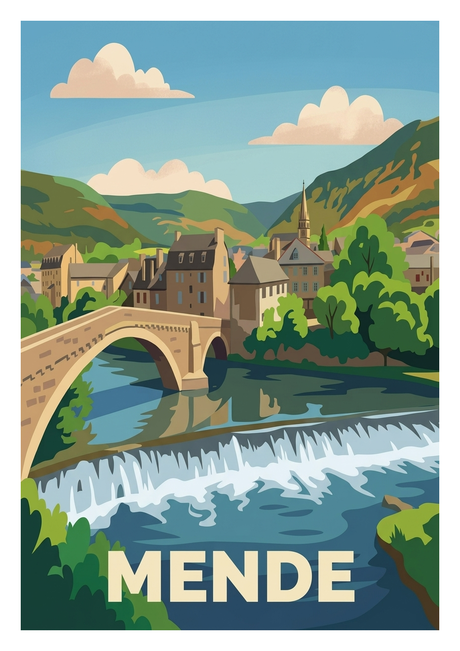 Poster souvenir de Mende – image brute sans cadre