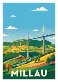 Poster souvenir de Millau – image brute sans cadre