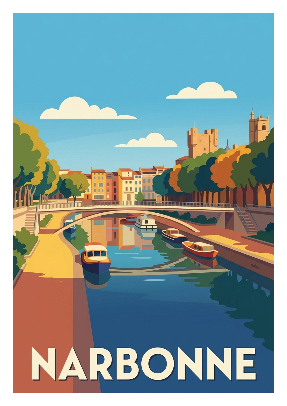 Poster souvenir de Narbonne – image brute sans cadre