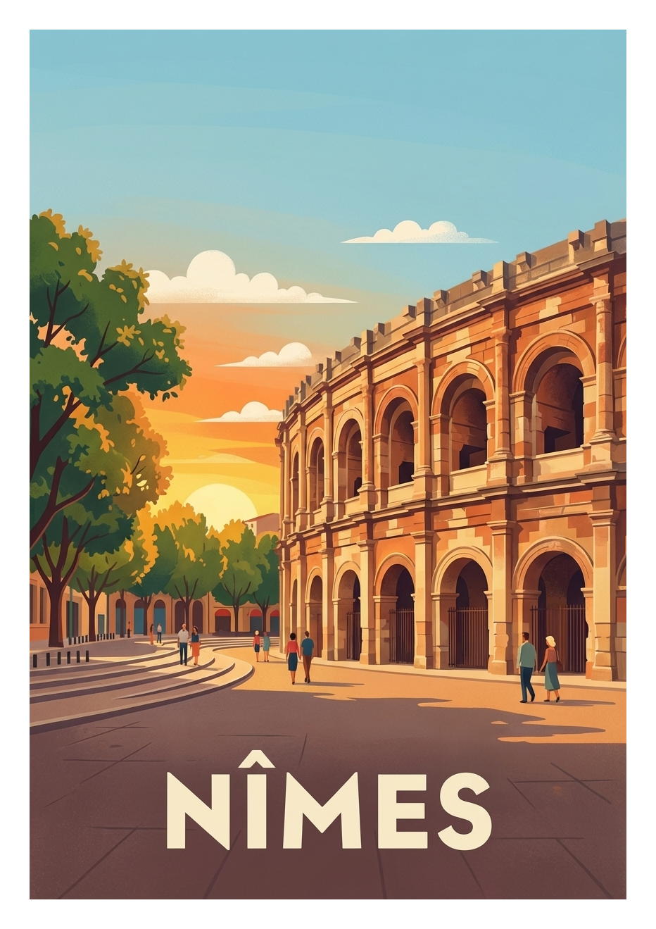 Poster souvenir de Nîmes – image brute sans cadre